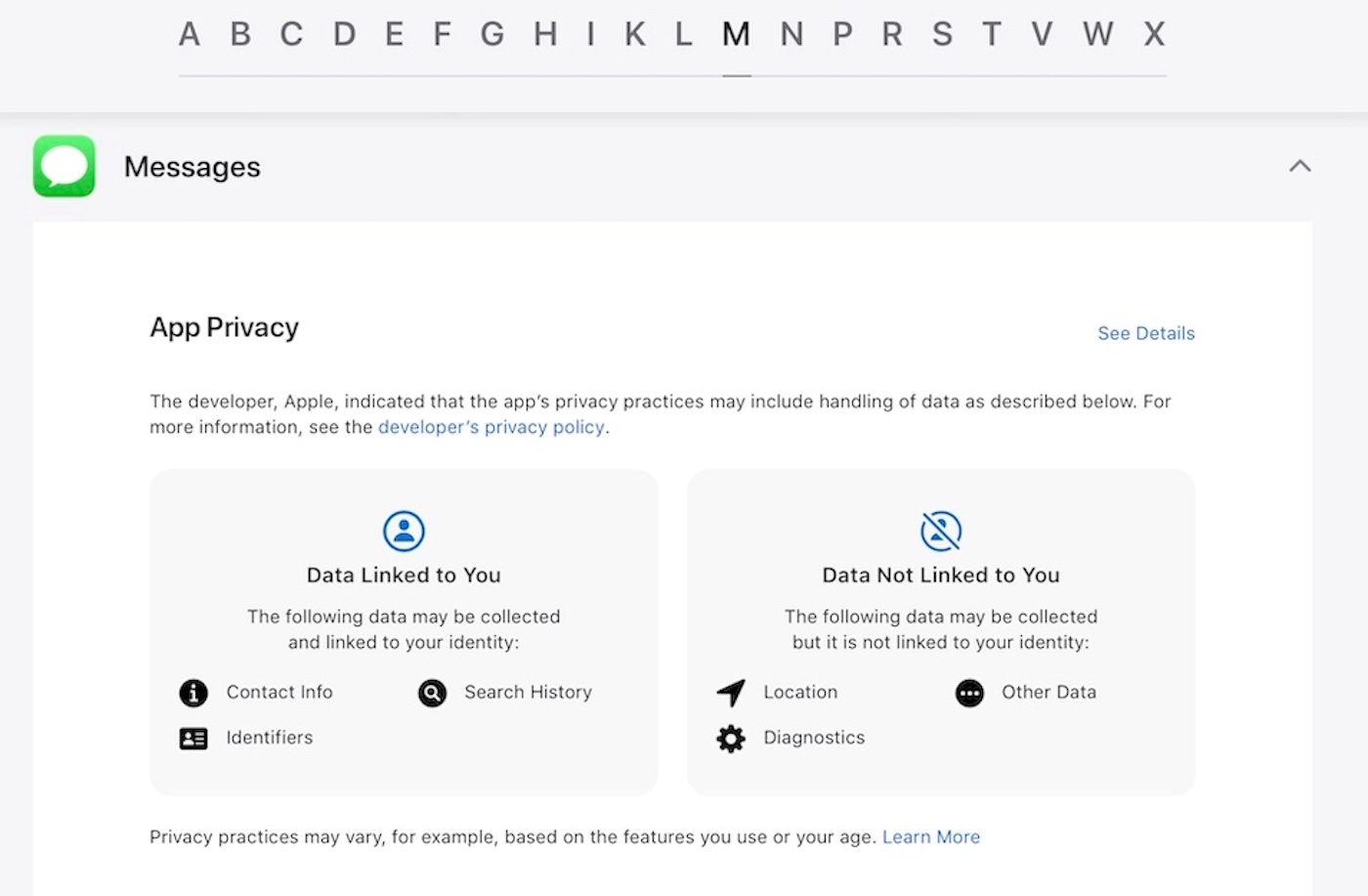 Etiquettes Confidentialite Applications Apple