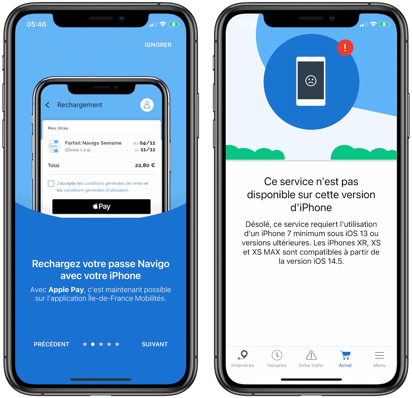 Recharge Pass Navigo iPhone XS NFC iOS 4.5