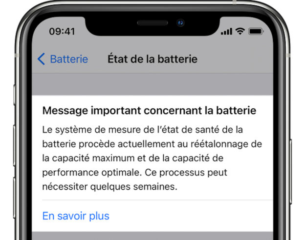 iOS 14.5 Etalonner Batterie iPhone 11
