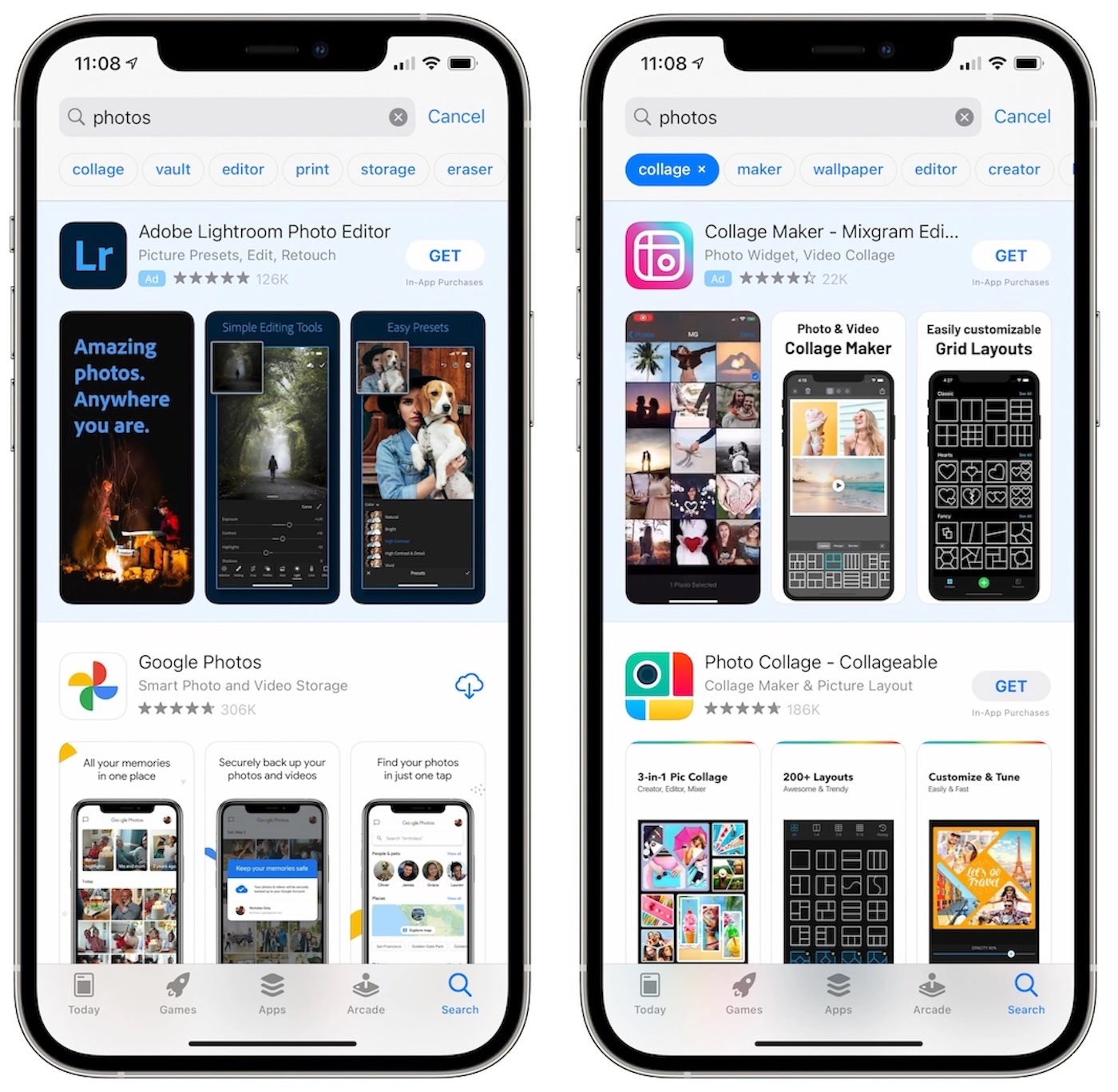 App Store Filtres Recherche