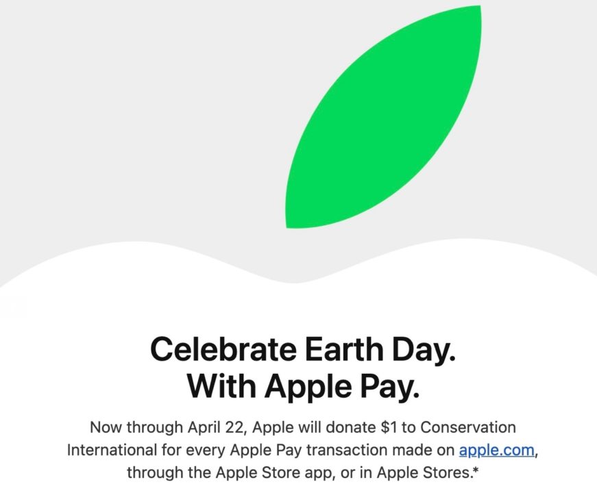 Apple Jour de la Terre Don Transaction Apple Pay