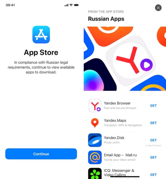 Russie iPhone Applications Configuration