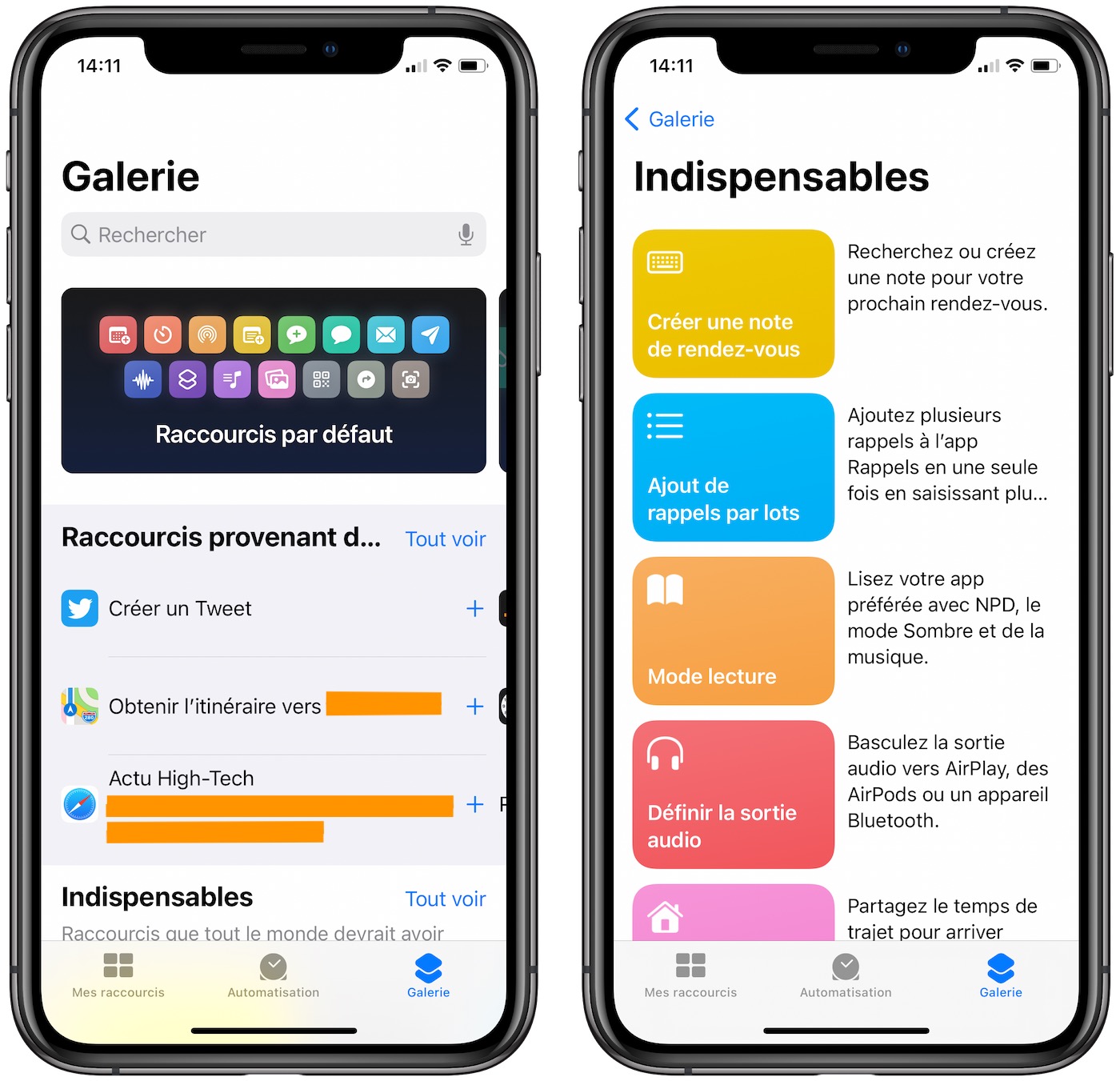 Application Raccourcis