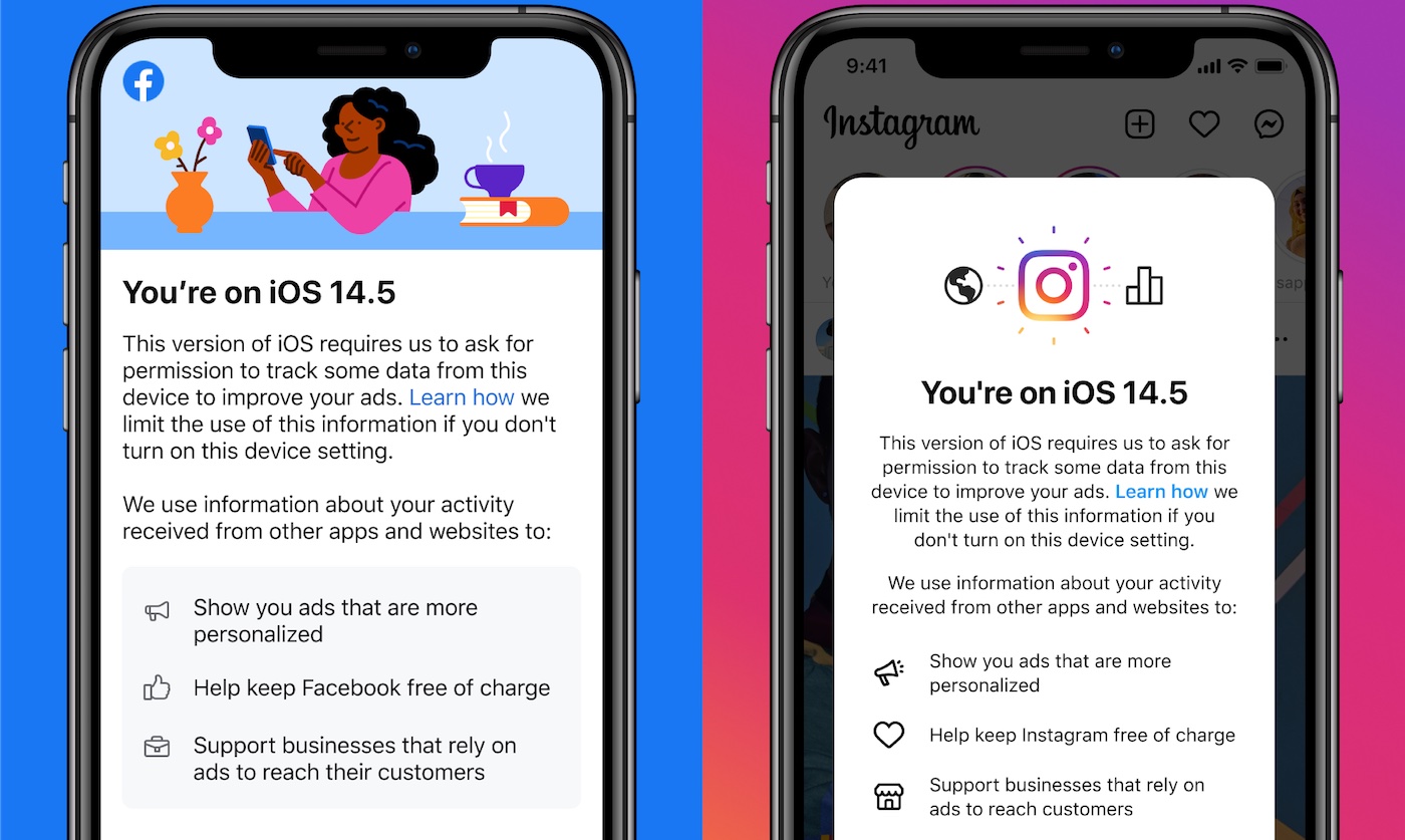 Facebook Instagram Pop-Up Suivi Publicitaire iOS 14.5