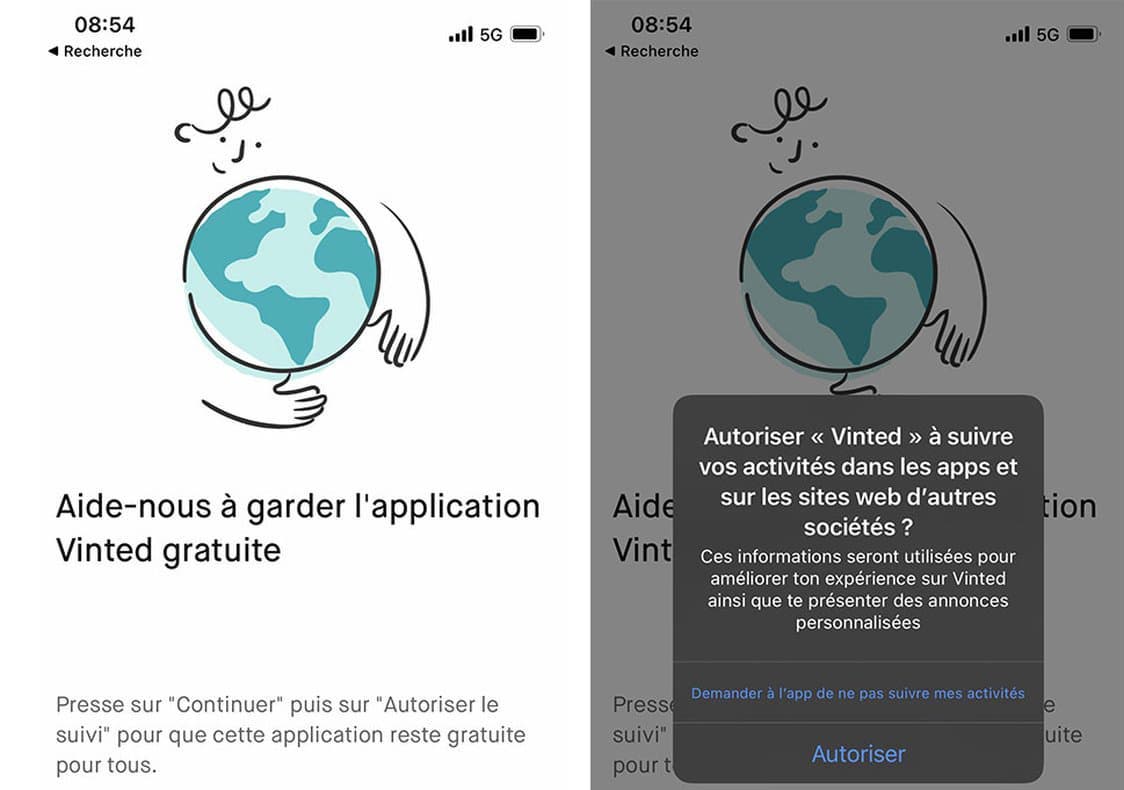 Vinted Pop-Up Anti-Pistage iOS 14.5