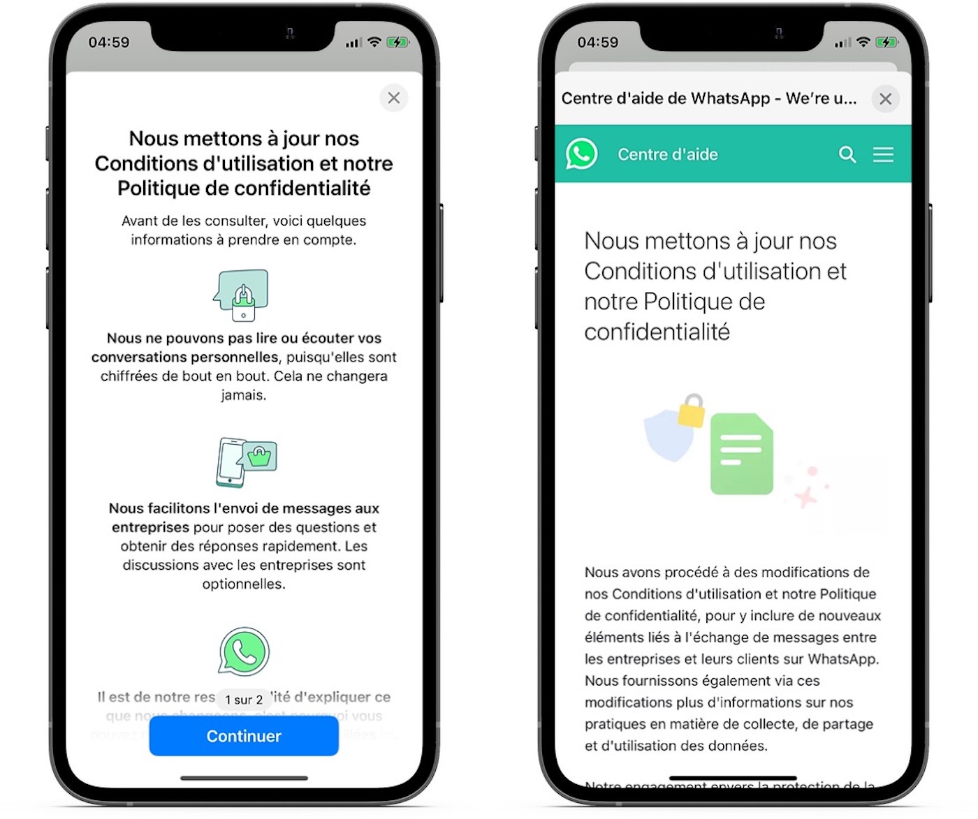 WhatsApp Nouvelles Conditions Utilisation