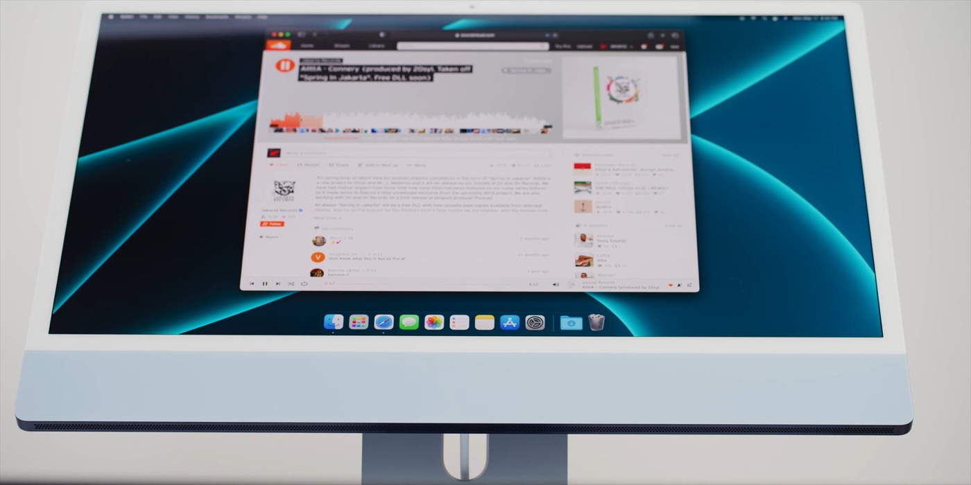 iMac M1 Vue Bas Bleu