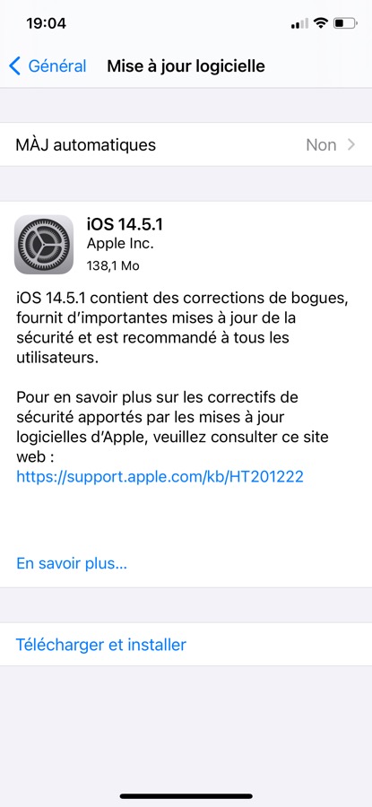 iOS 14.5.1 Disponible