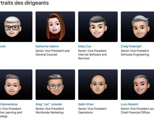 Dirigeants Apple Memojis WWDC 2021 Recadre