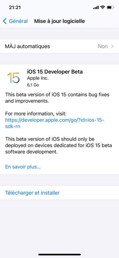 iOS 15 Beta 1