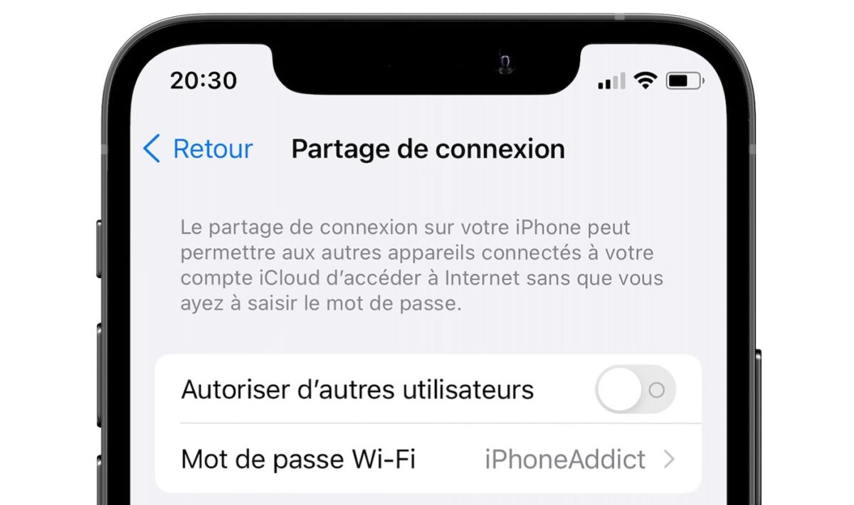 iOS 15 Partage de Connexion WPA3