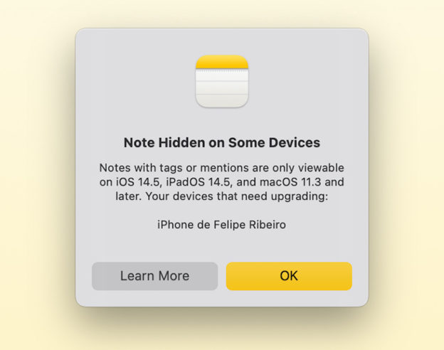 Notes Compatibilite iOS 15 macOS Monterey