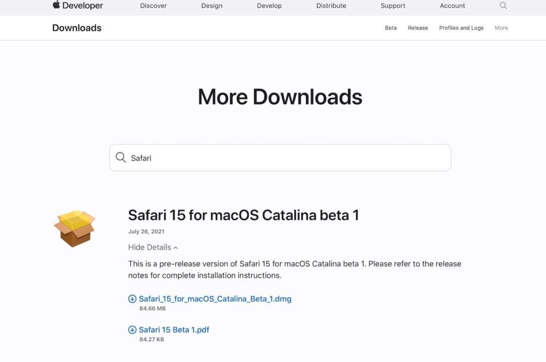 Safari 15 Beta macOS Catalina