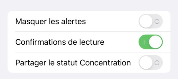 iOS 15 Beta 4 Partager Statut Concentration Contact
