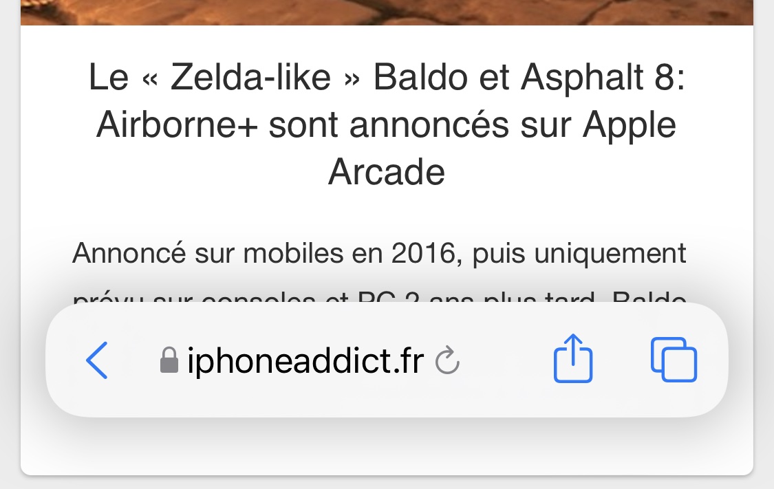 iOS 15 Beta 4 Safari Barre URL Bouton Recharger