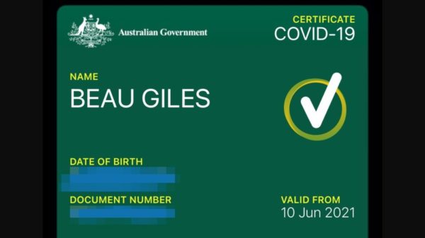 Australie certificat de vaccination wallet