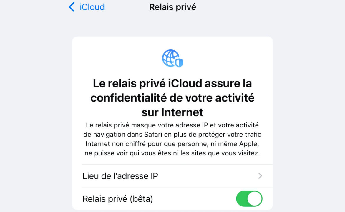 Relai Prive iCloud Beta