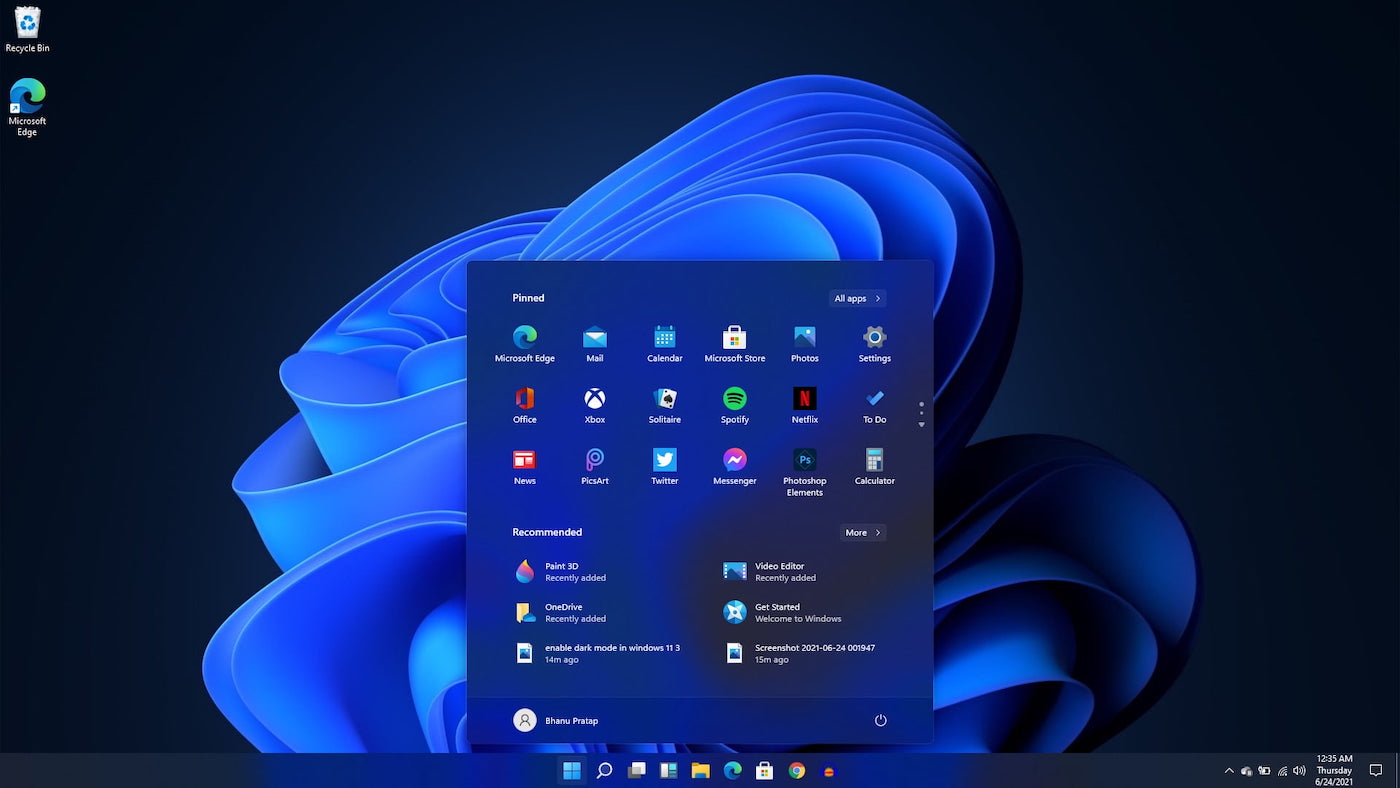 Windows 11 Menu Demarrer Sombre