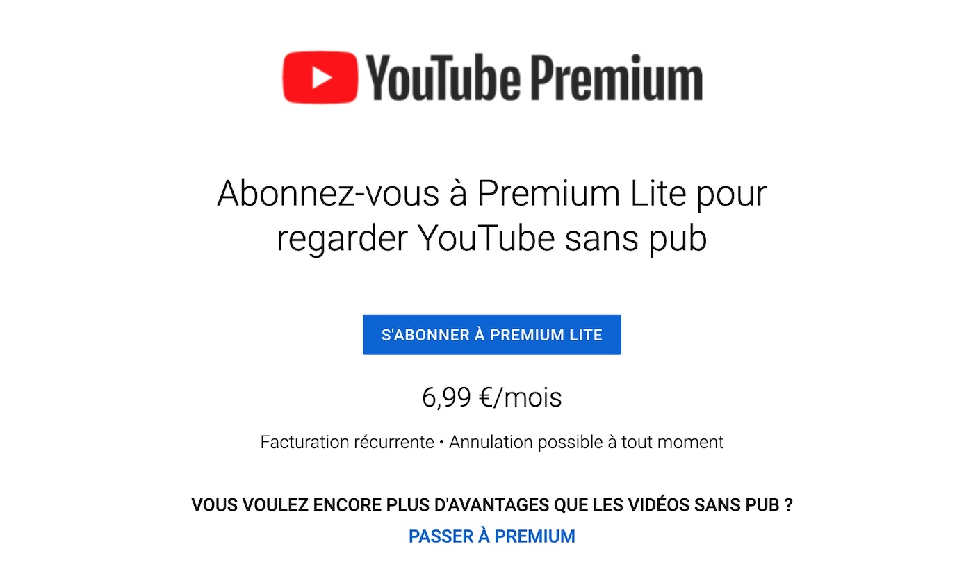 YouTube Premium Lite