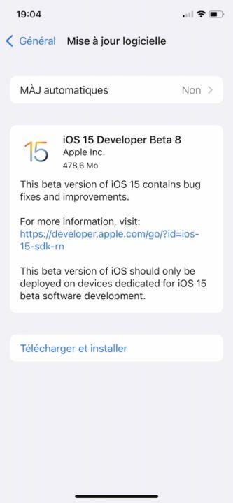 iOS 15 Beta 8 Disponible