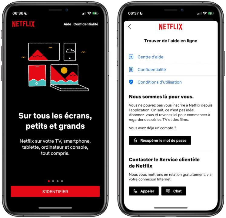 Netflix Application Page Connexion