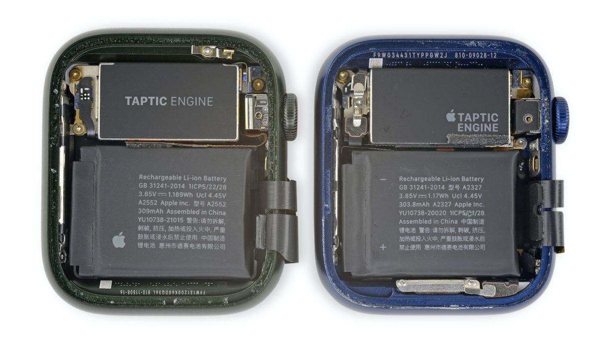 Demontage Apple Watch Series 7 Batterie 45 nm vs Series 6 44 nm