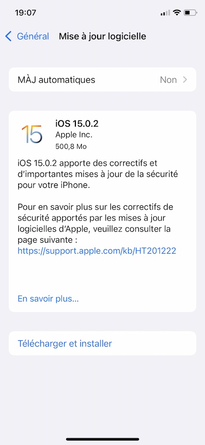 iOS 15.0.2 Disponible
