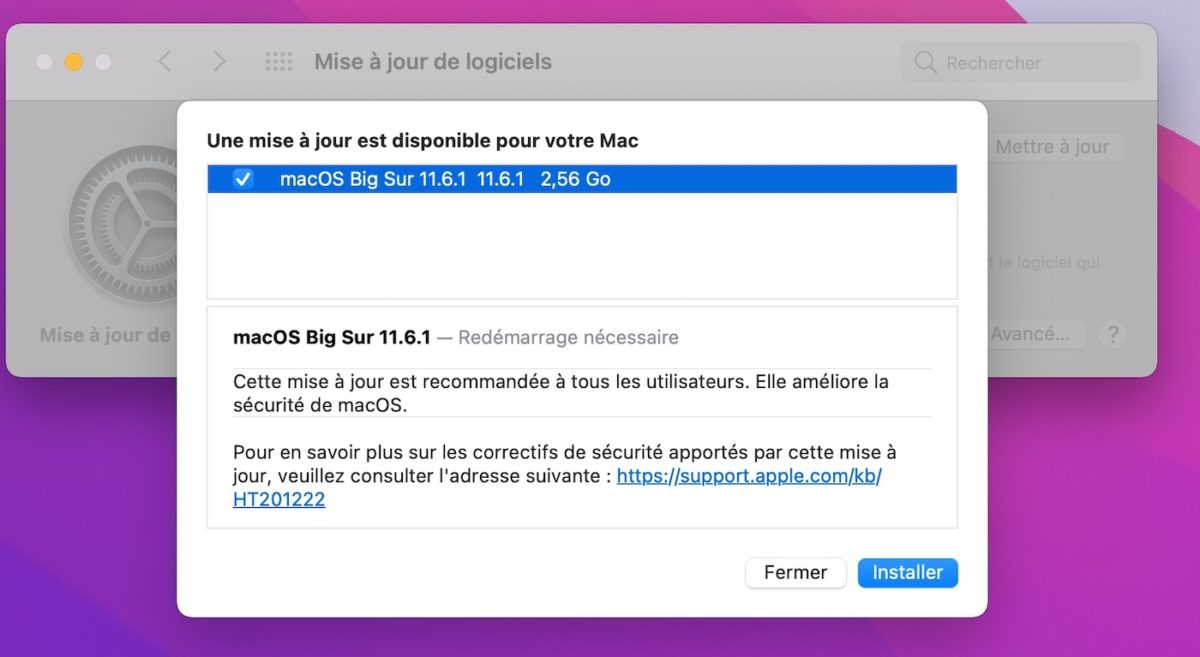 macOS 11.6.1 Disponible