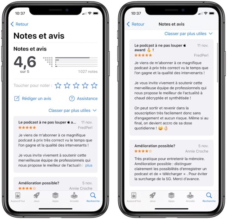App Store Notes Suspectes Application Apple Podcasts
