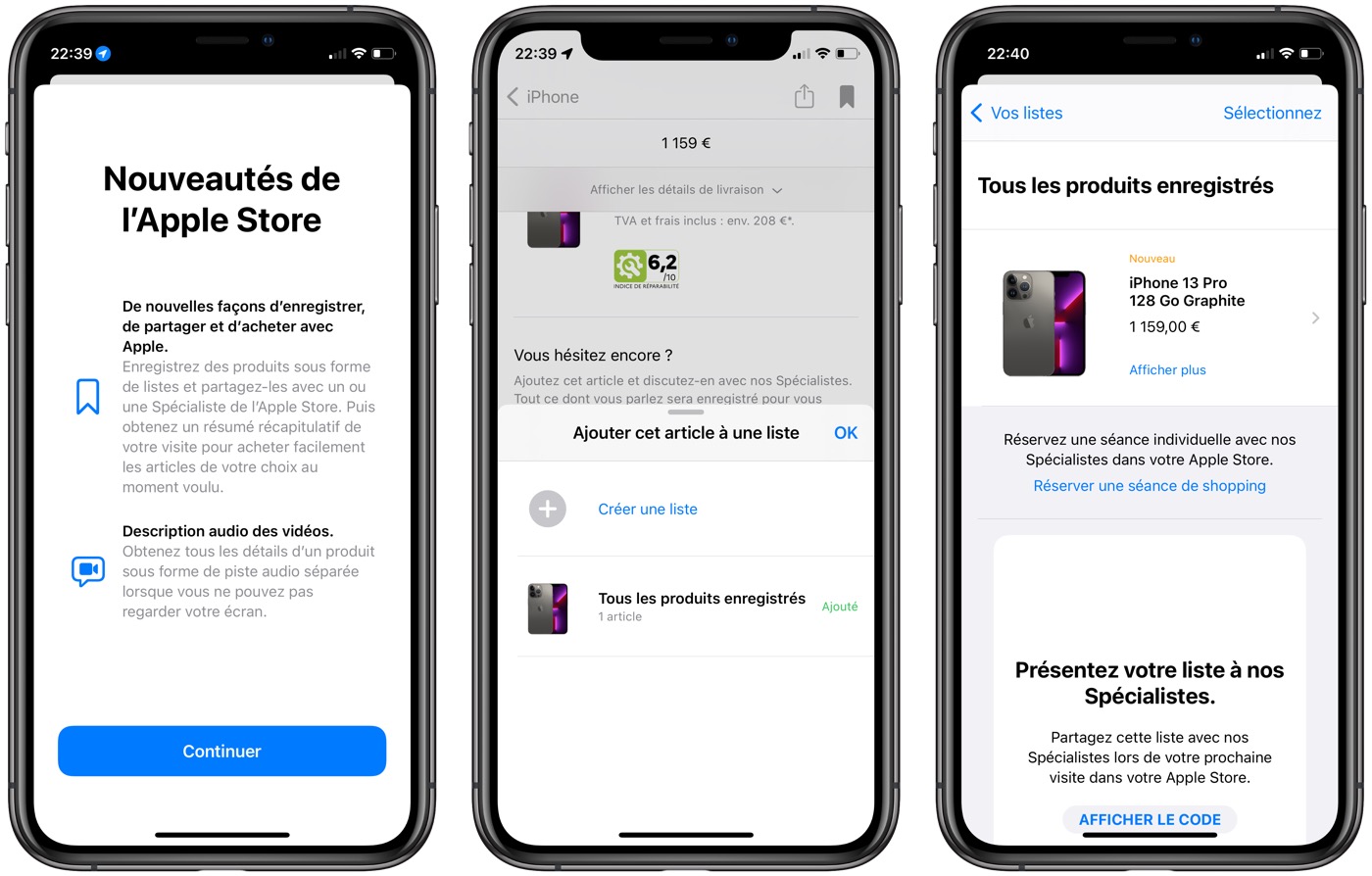 Application Apple Store Liste Produits Enregistres