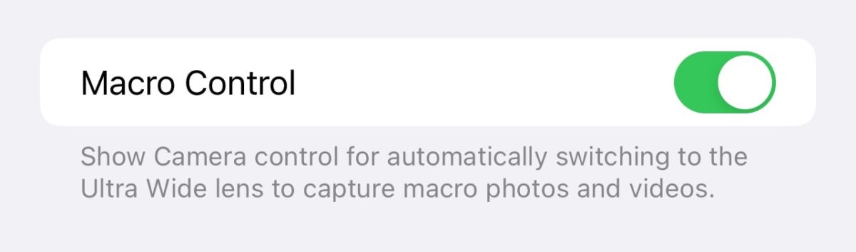 iOS 15.2 Beta 3 Controle Macro