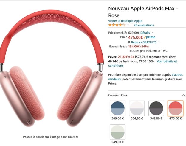 promo airpods max rouge