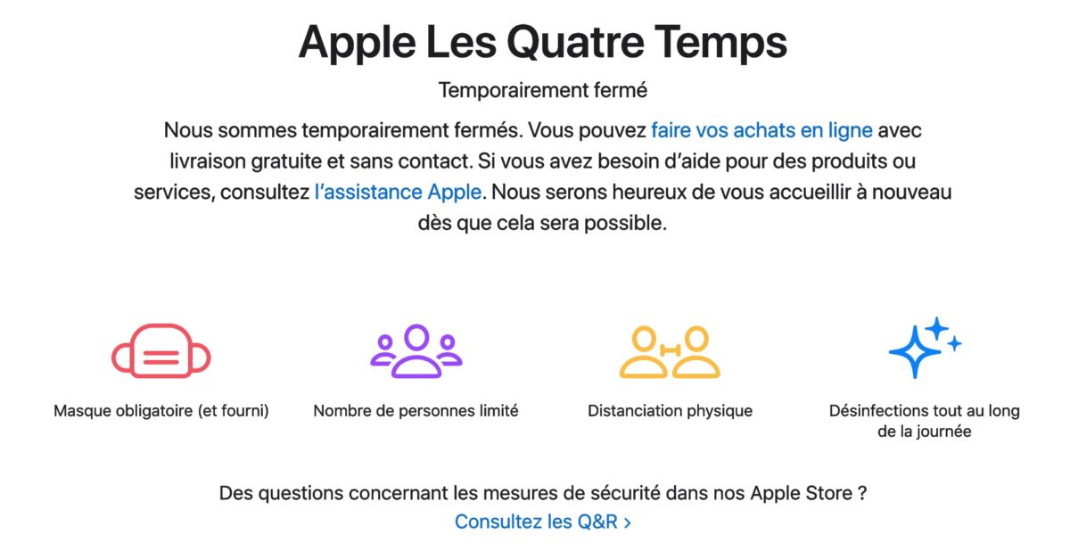 Fermeture Temporaire Apple Store Les Quatre Temps Puteaux La Defense