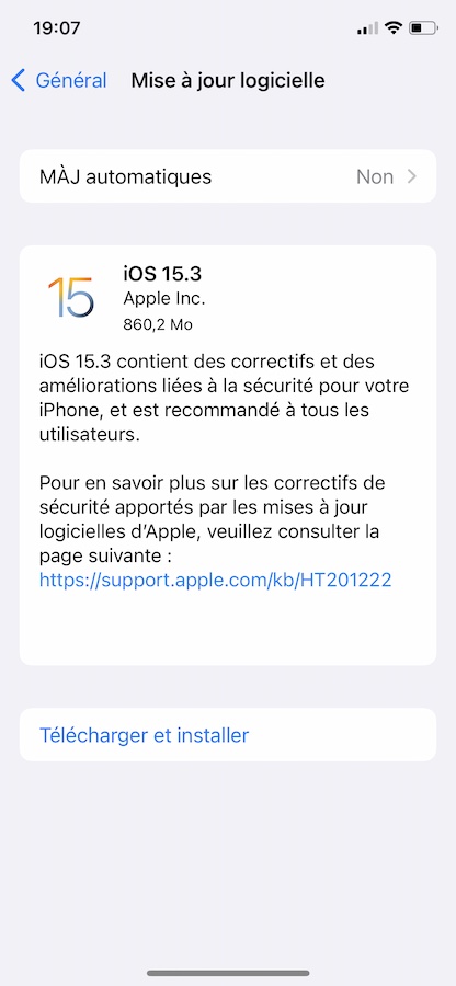 iOS 15.3 Disponible