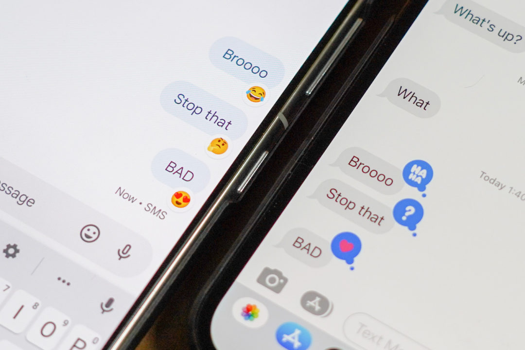 Reactions iMessage sur Android Google Messages