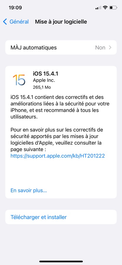 iOS 15.4.1 Disponible
