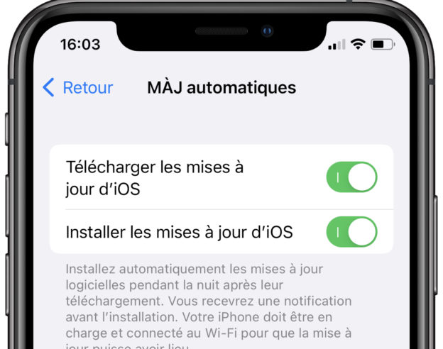 iOS Mises A Jour Automatiques
