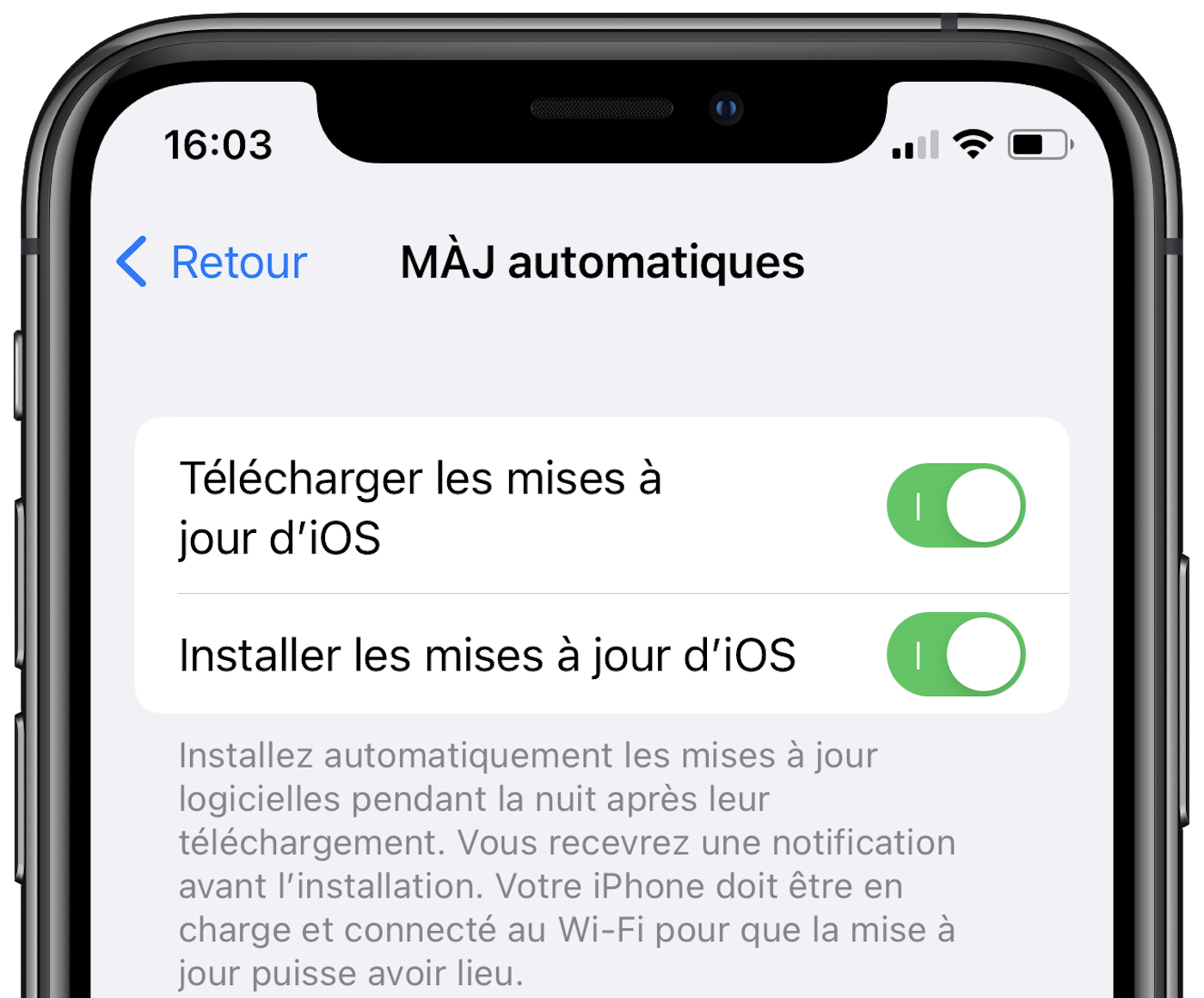 iOS Mises A Jour Automatiques
