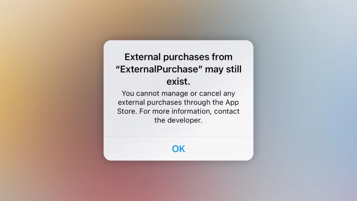 iOS 15.5 Beta 1 Pop-Up Paiement Externe Application