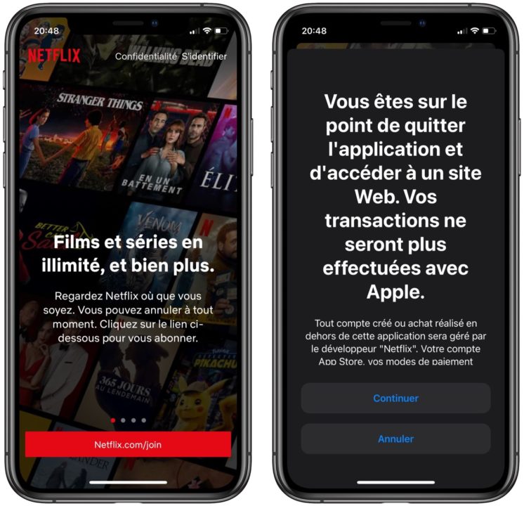 Netflix Application iOS Lien Externe