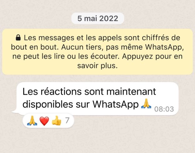 WhatsApp Reactions Message