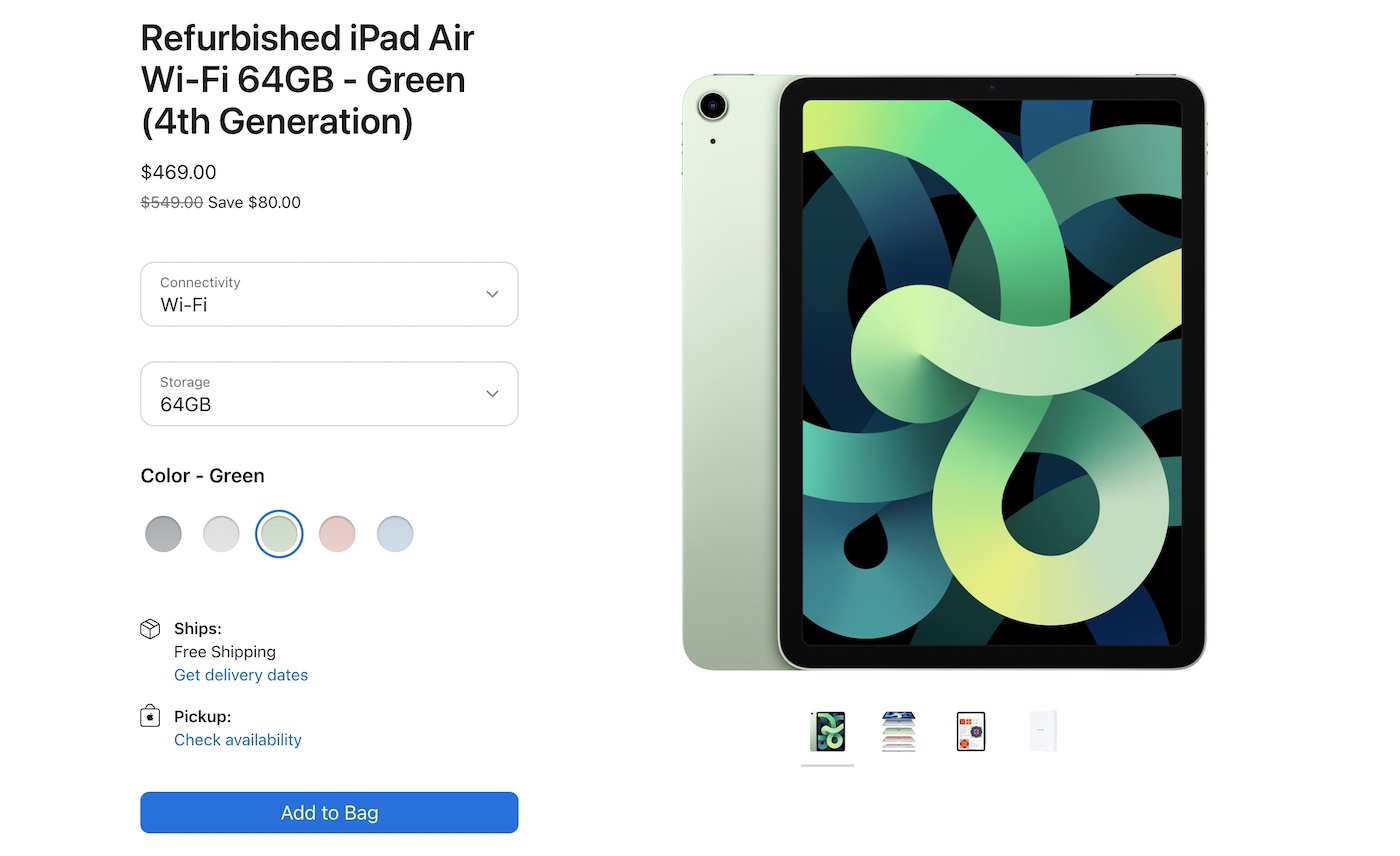 image de l'article Apple se met à vendre des iPad Air 4 reconditionnés