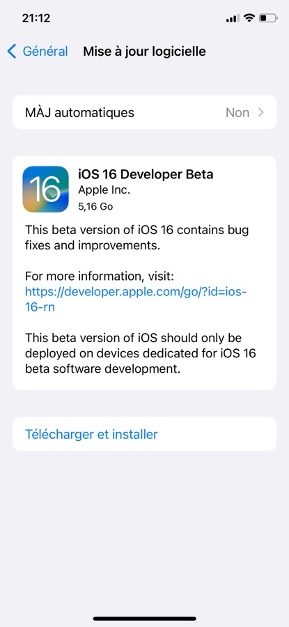 iOS 16 Beta 1 Disponible