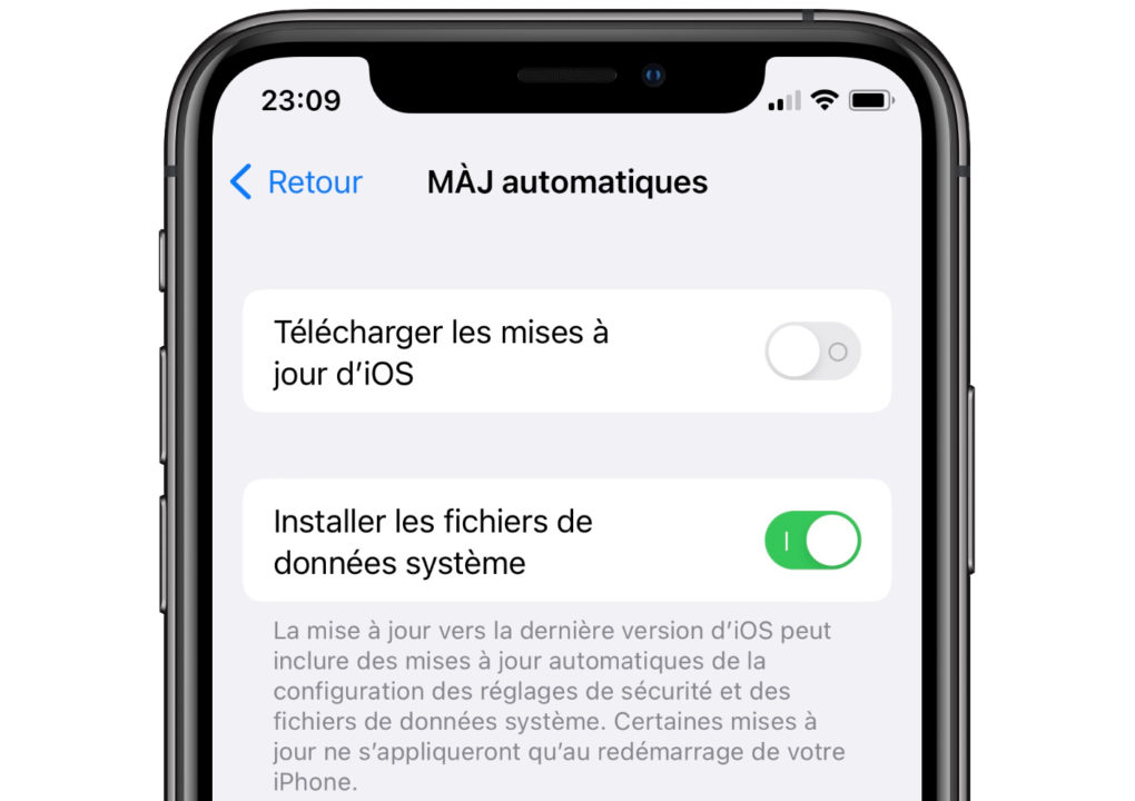 iOS 16 Option Correctifs de Securite Mise A Jour
