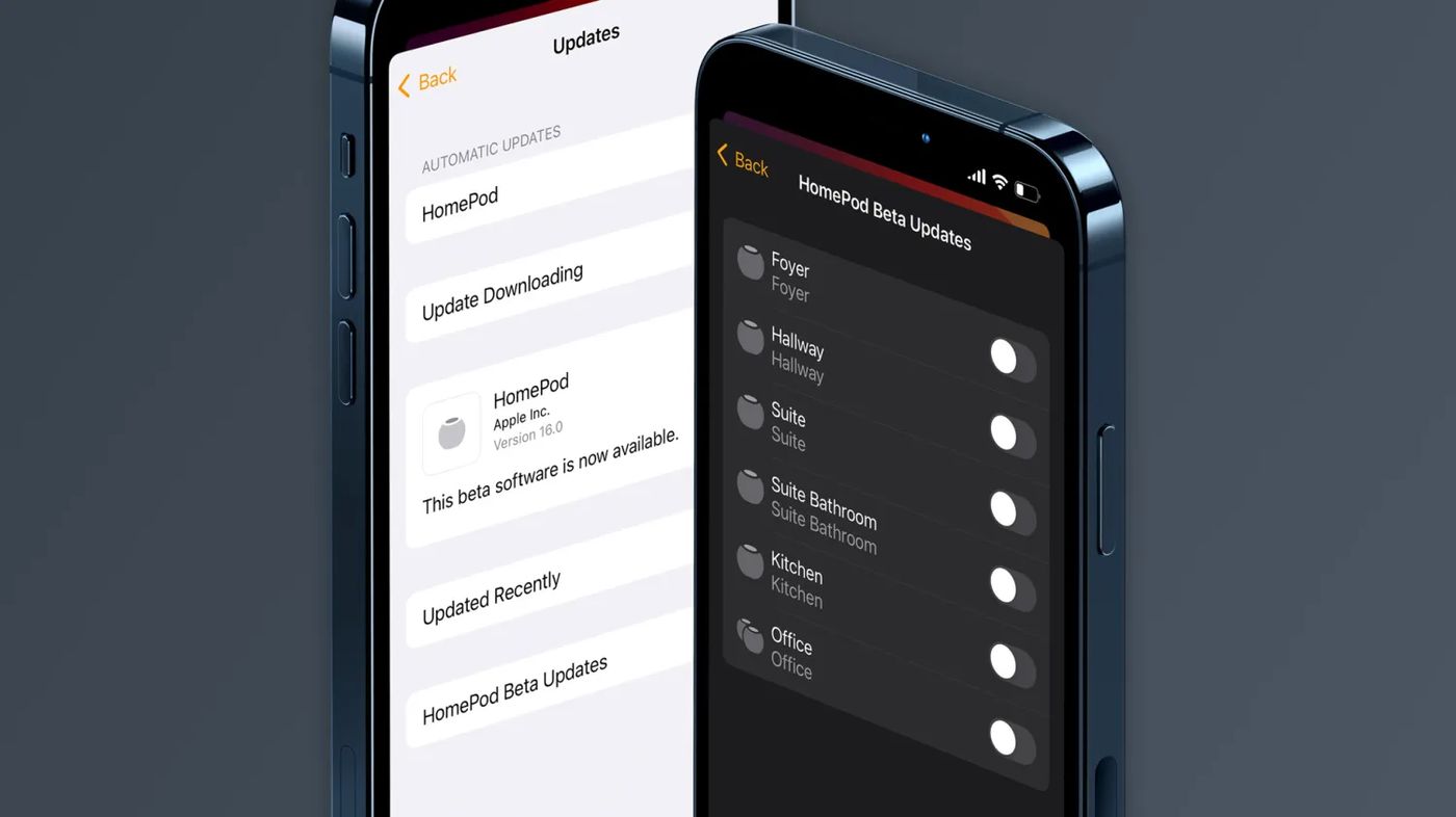 iOS 16 menus homePod