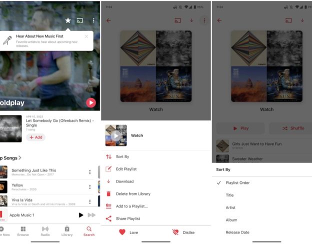 Apple Music Application Android Favoris Ordre
