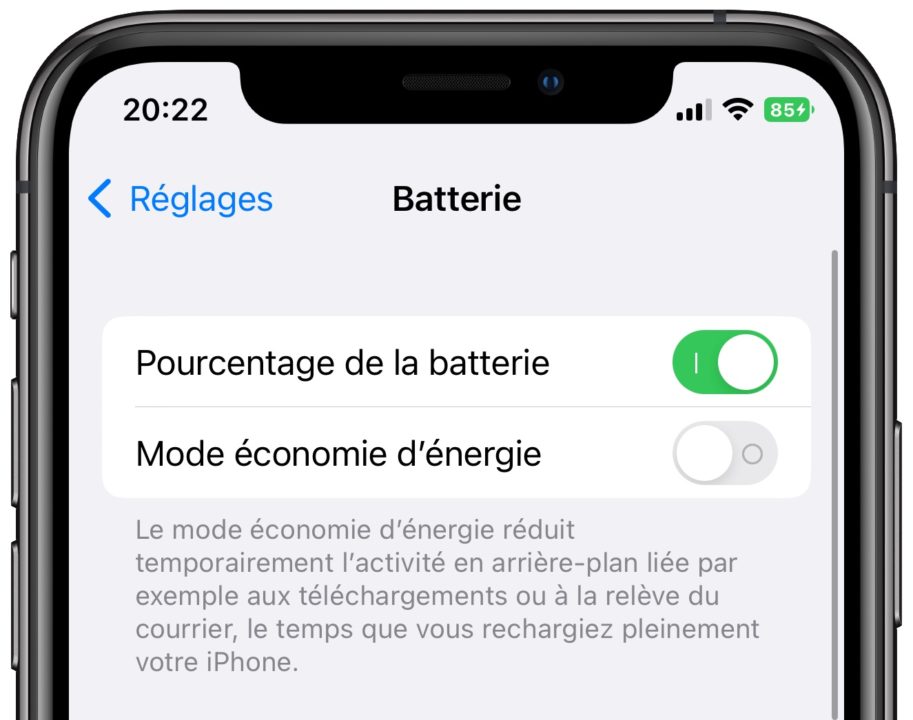 iOS 16 Beta 5 Pourcentage Batterie Barre Etat iPhone Reglages