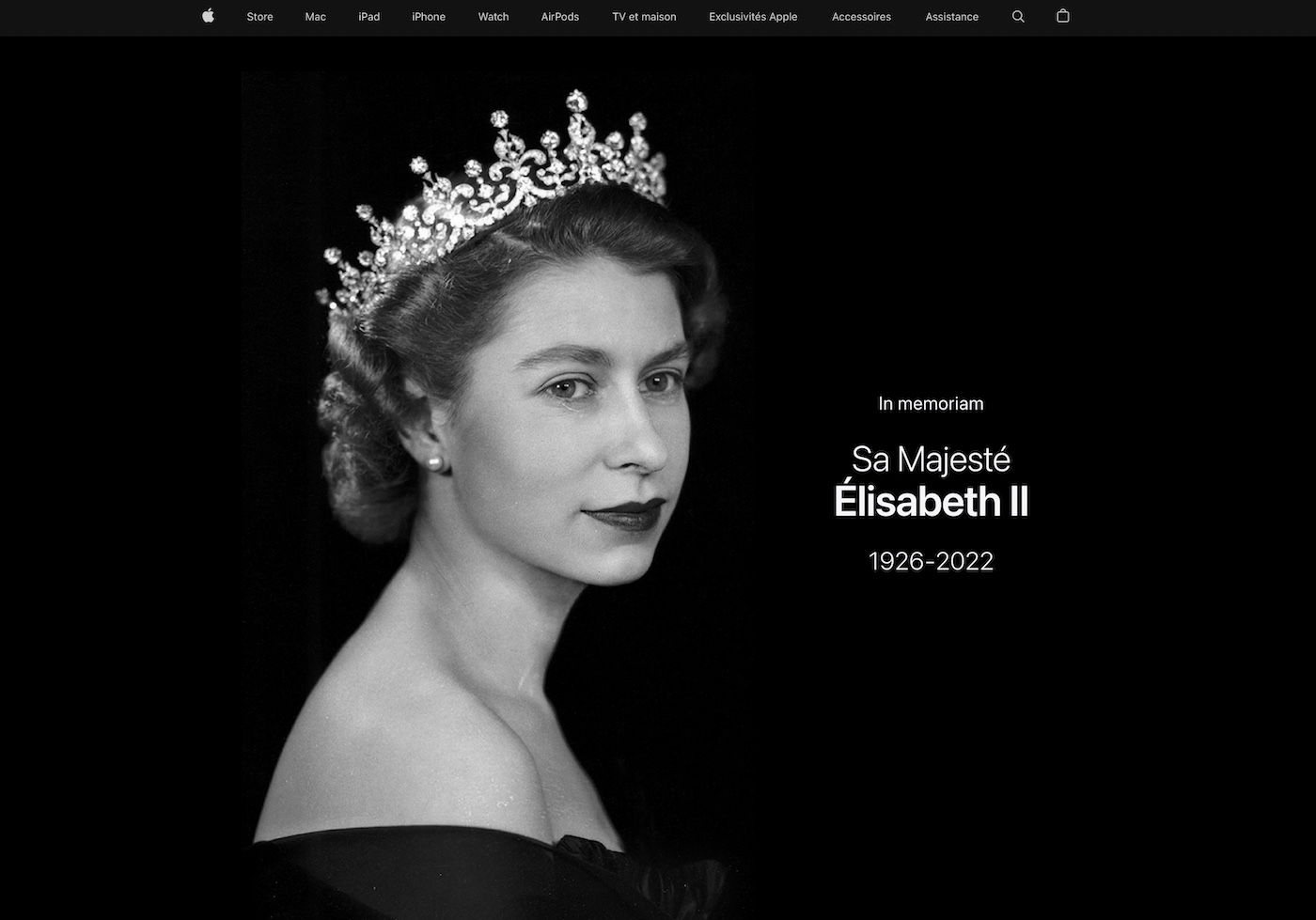 Mort Elizabeth II Hommage Apple