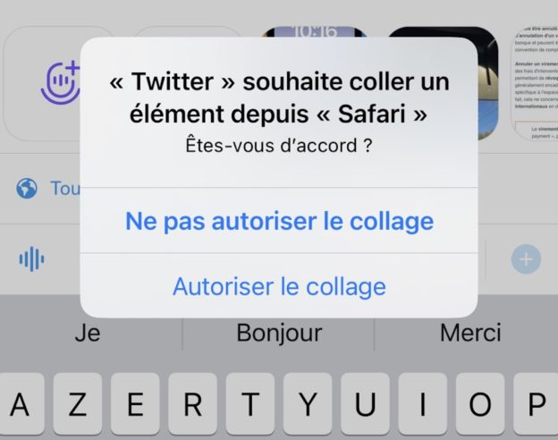 iOS 16 Pop-Up Copier-Coller