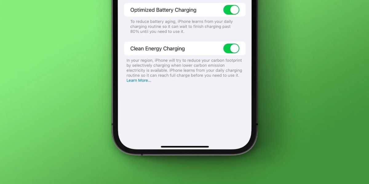 iOS 16.1 Beta 1 Clean Energy Charging